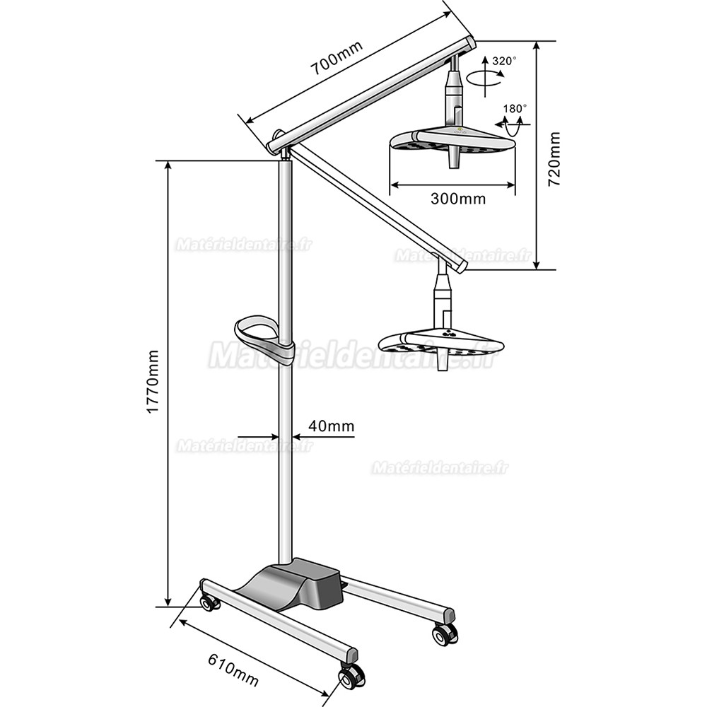 KWS KD-2018L-1 70W Lampe chirurgicale dentaire LED, 50 000 lux